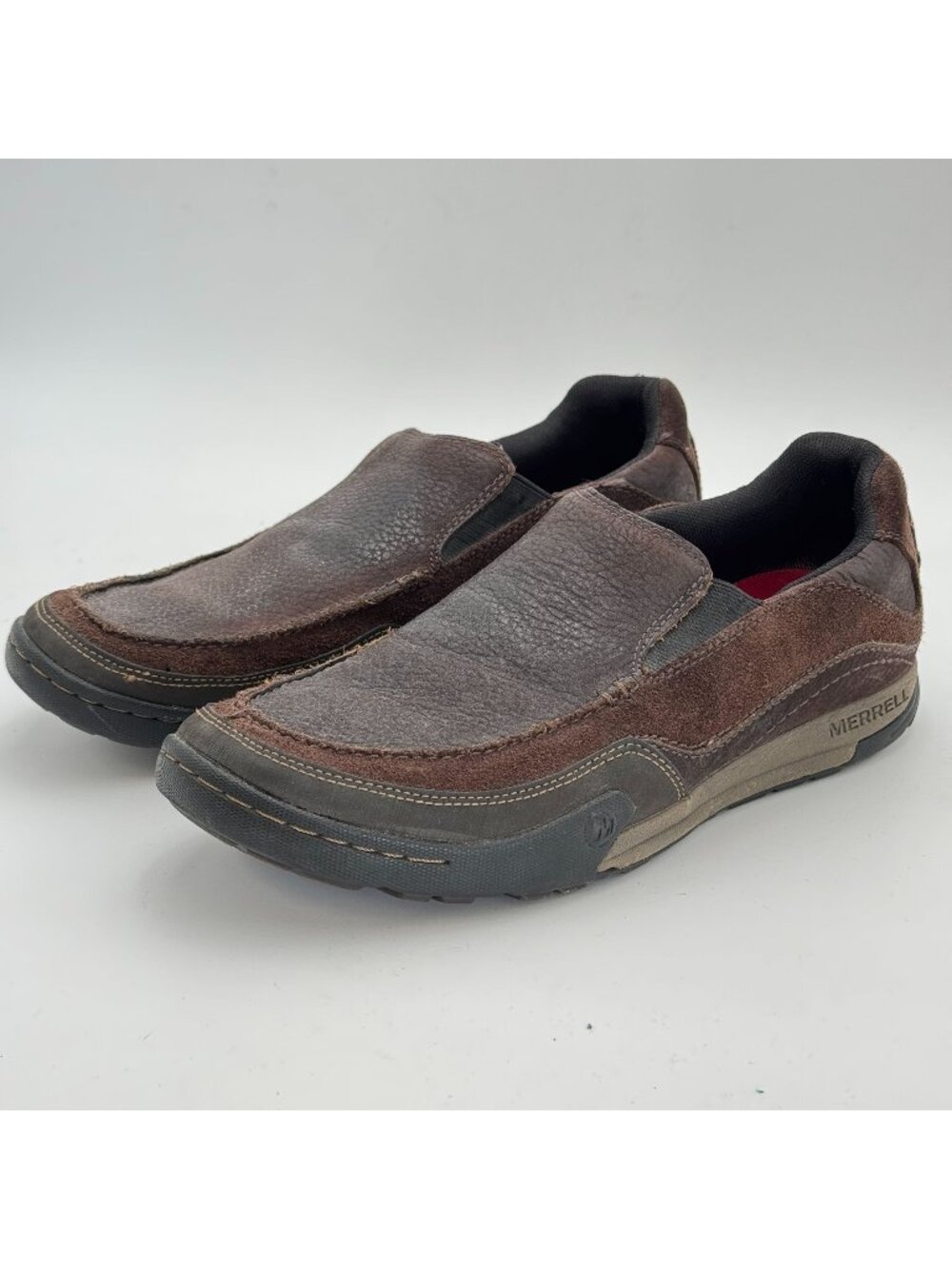 Merrell Anvik Moc Shoes Mens 10 Espresso Brown Leather Suede Slip-On Loafers